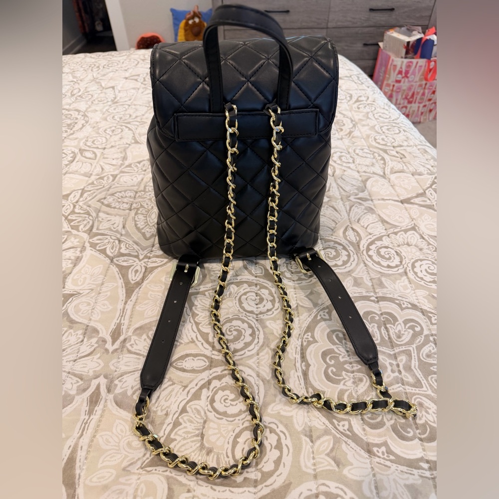 Loungefly Quilted Black Backpack with Disney Icons - Picture 4 of 4